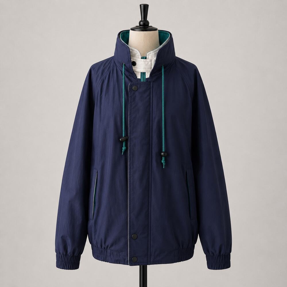 Abercrombie & Fitch Vintage Navy Raincoat Men's Size L Anorak Teal Detail